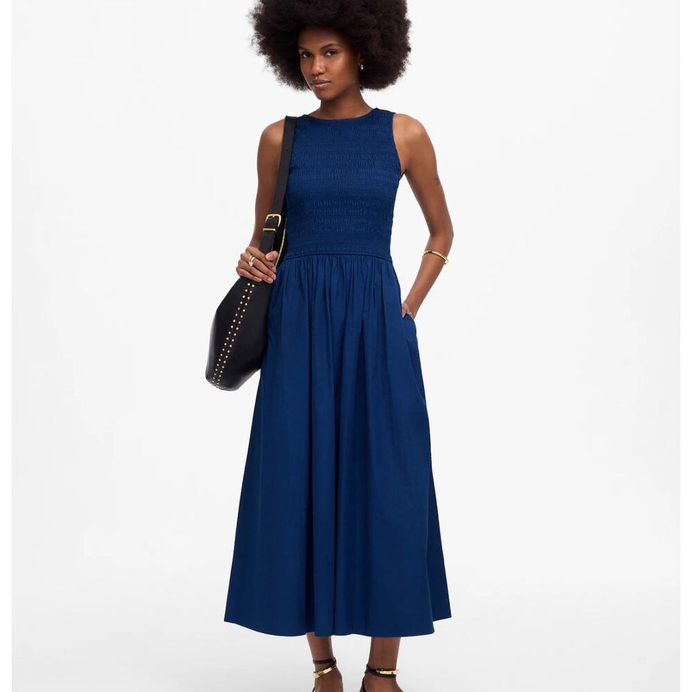 Madewell The Melody Scoopback Smocked Maxi Dress in Blue Moon